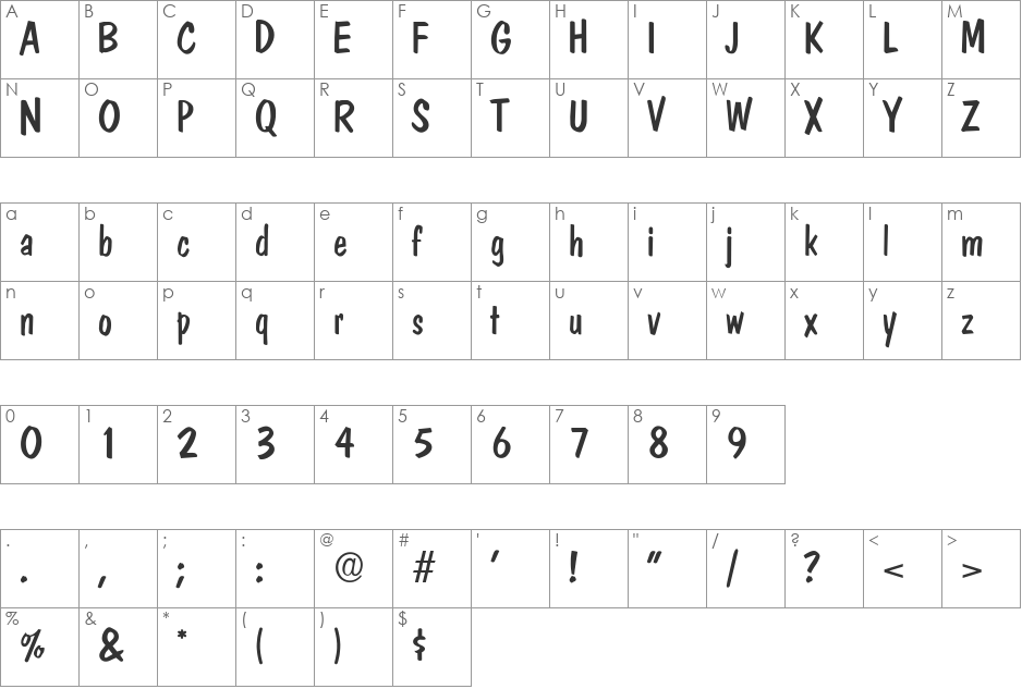 SabrinaBecker font character map preview