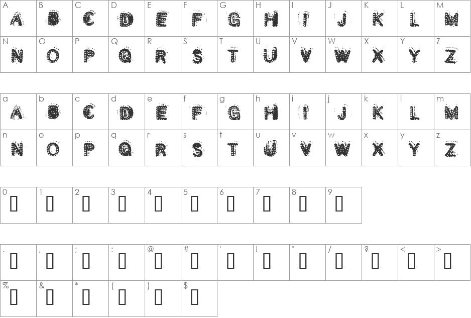 Sacchrinetrust font character map preview