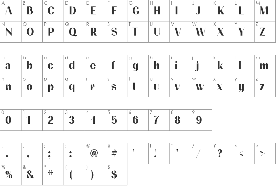 Sachalin font character map preview