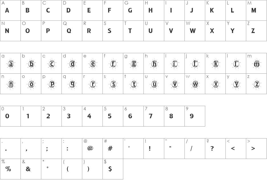 ADFBEasterEgg font character map preview