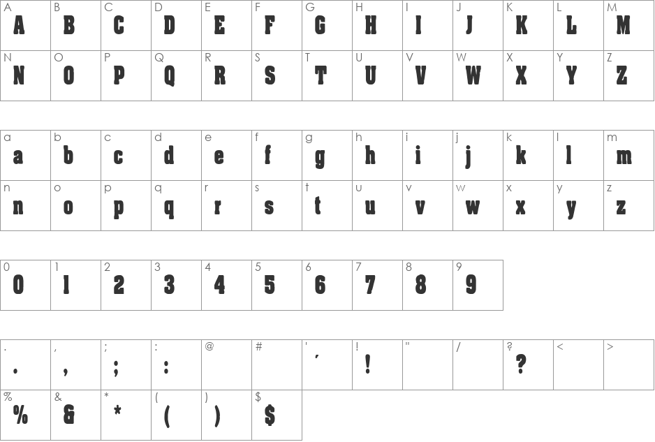 Sacred Place font character map preview