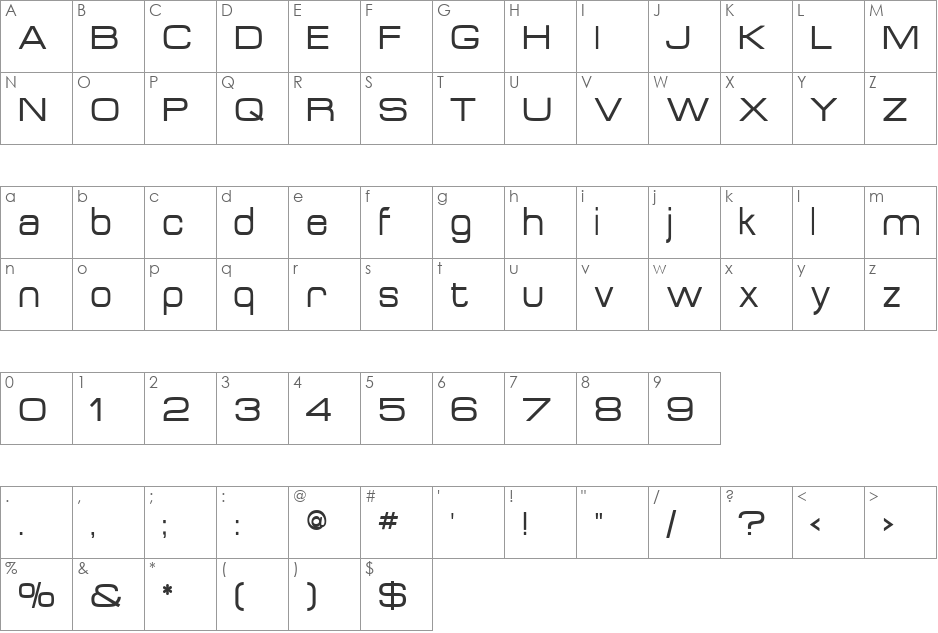 sad font character map preview