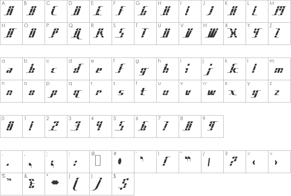 Sad Films font character map preview