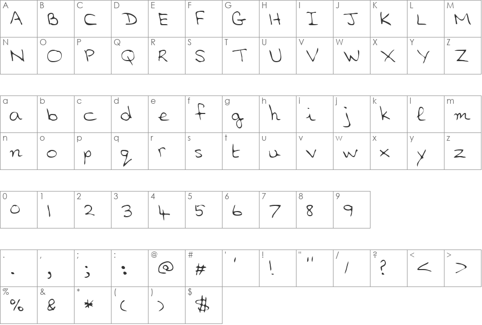 Saddle font character map preview