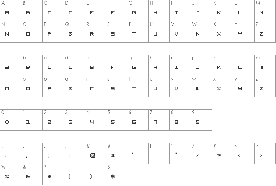 SadMachine font character map preview