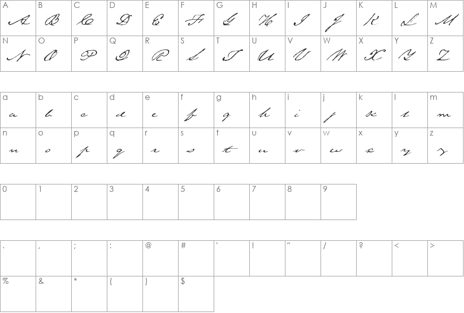 Saeculum font character map preview