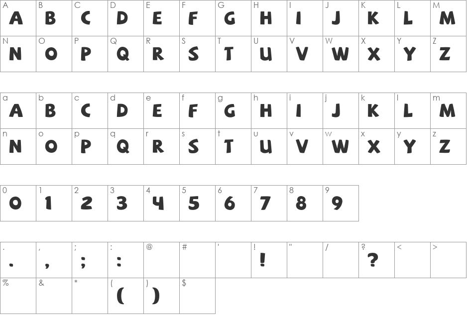 SAF font character map preview