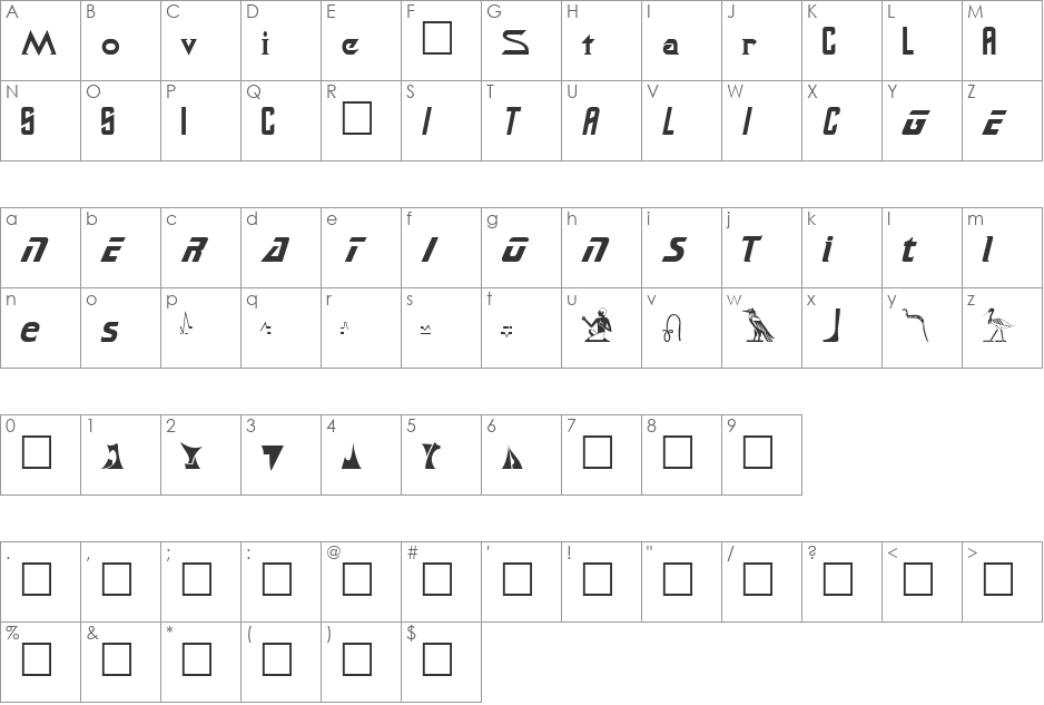 Safari font character map preview