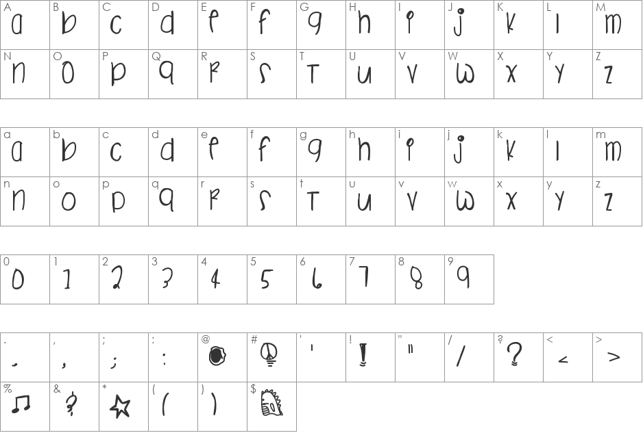 SafariColorway font character map preview