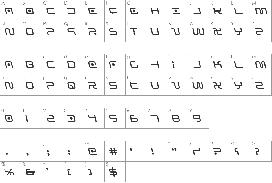 Sagan Leftalic font character map preview