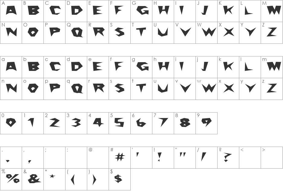 Saguaro font character map preview