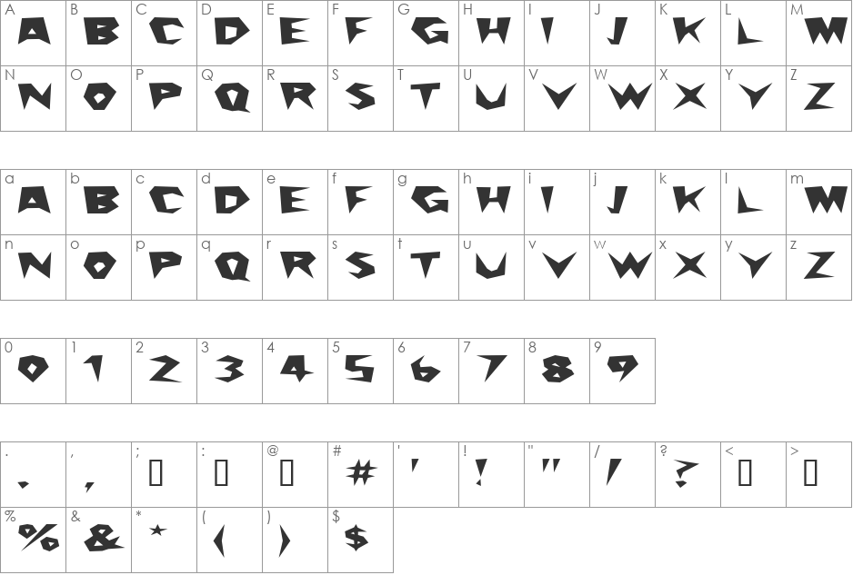 Saguaro font character map preview