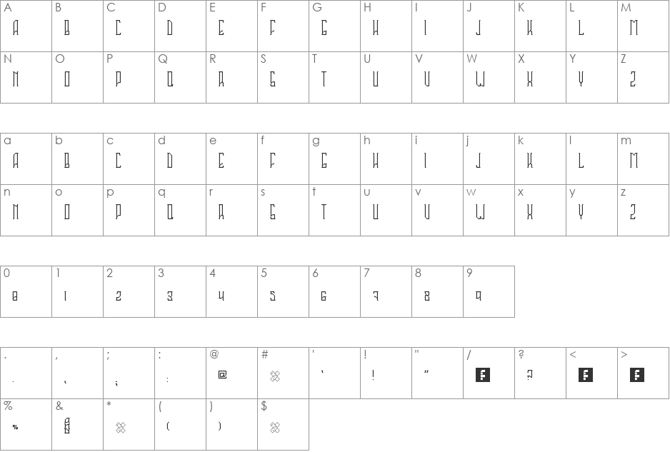 Sahaquiel font character map preview