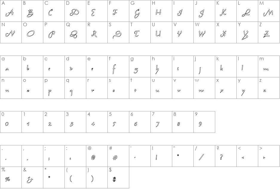 Sahara-Normal font character map preview