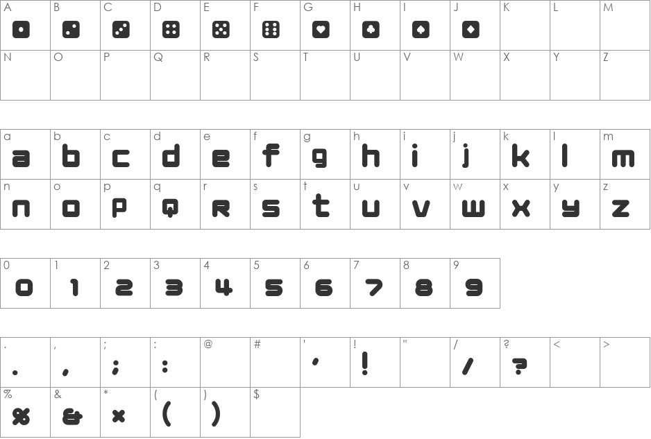 Saicorops font character map preview
