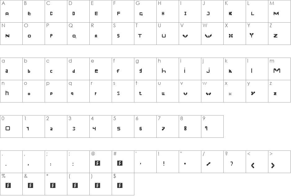 said13 font character map preview