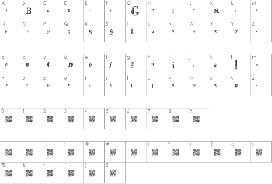 SailAway font character map preview