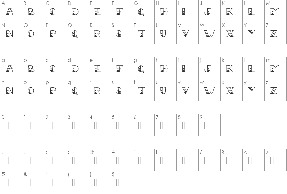 Sailor Scrawl Fancy font character map preview