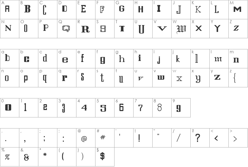 SaintFrancis font character map preview