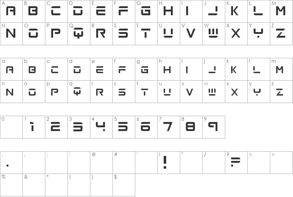 saital font character map preview