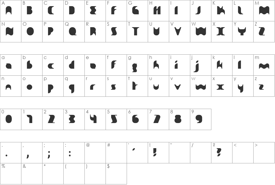 Sakiane font character map preview