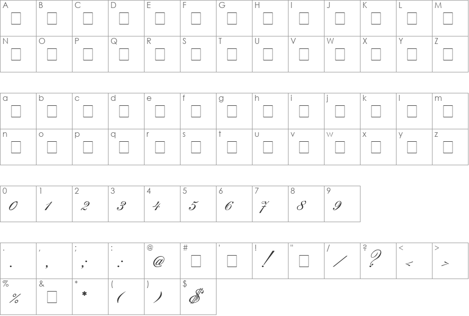 Saksonia font character map preview