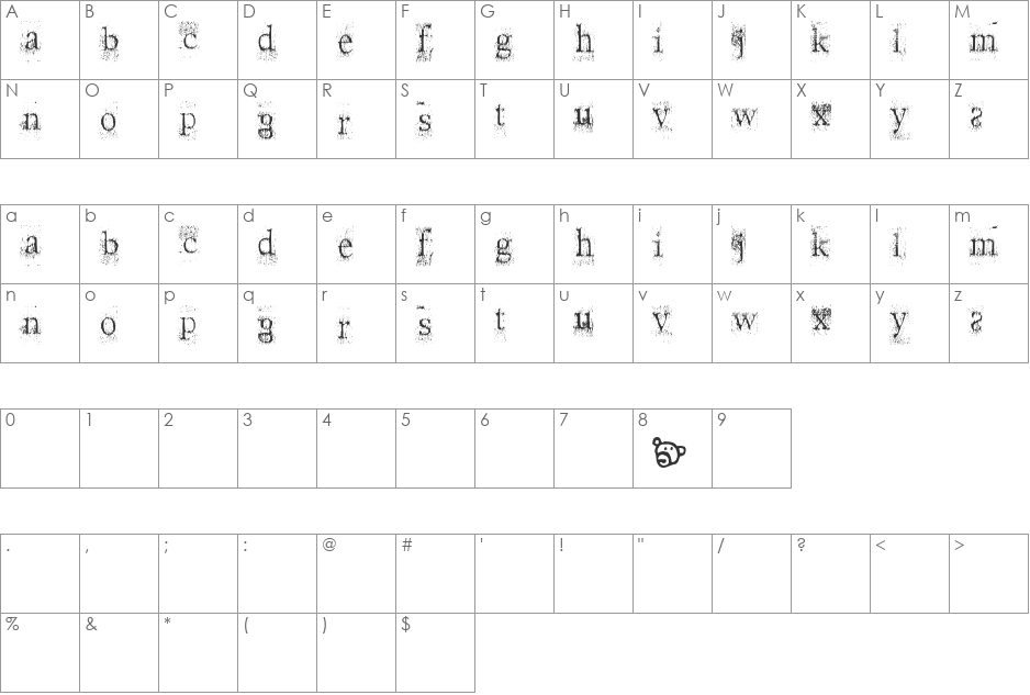 Saladbar font character map preview