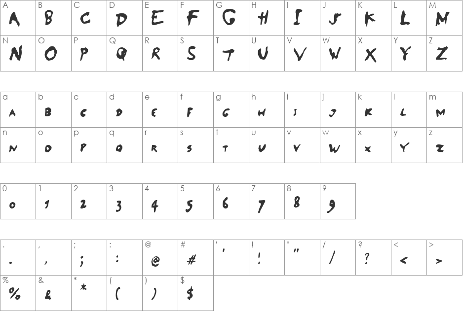 Salade De Fruits font character map preview