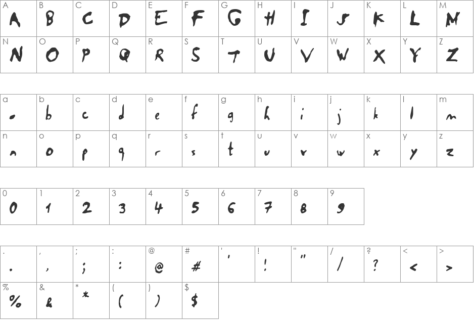 SaladeDeFruitsOrange font character map preview