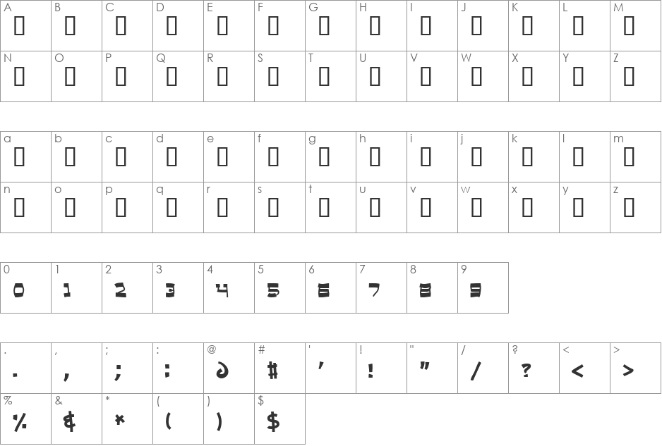Salami font character map preview
