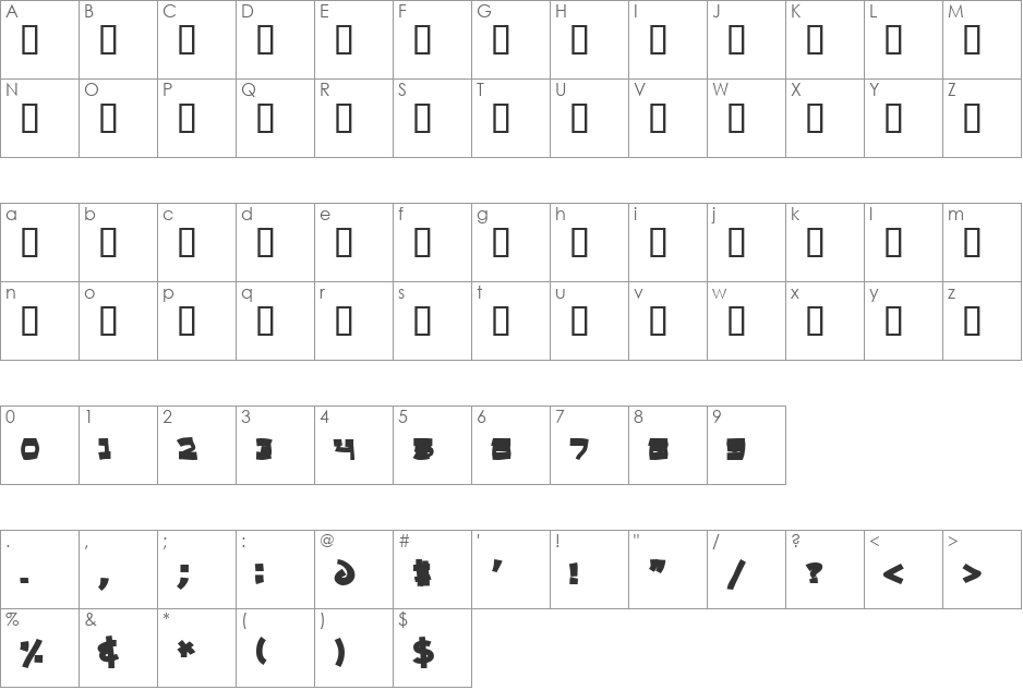 Salami Bold font character map preview