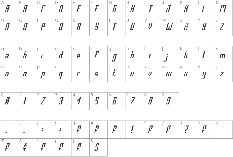 Salinas Motion Clerk font character map preview