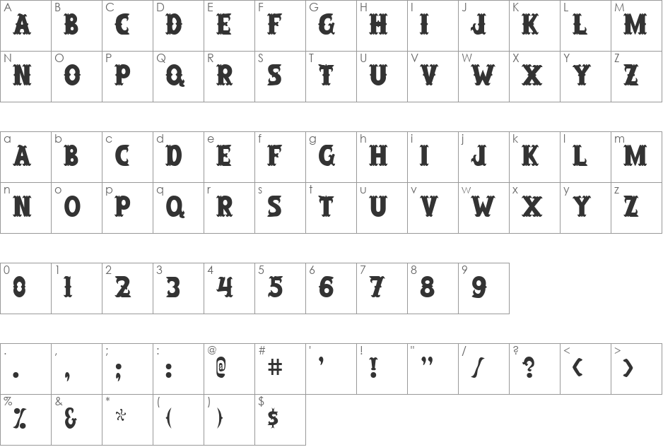 Salloon font character map preview