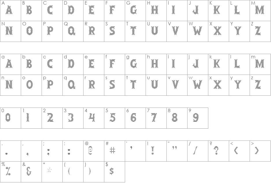 SalloonHStripe font character map preview