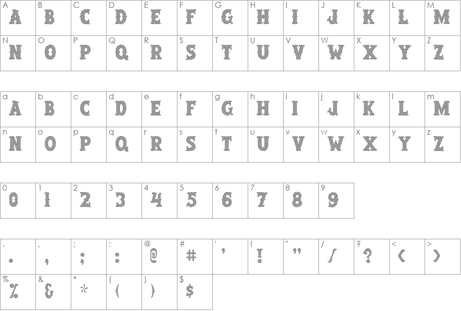 SalloonStriped font character map preview