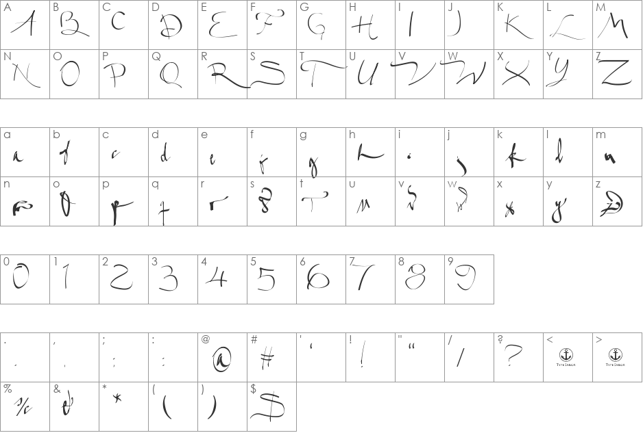 Salme font character map preview
