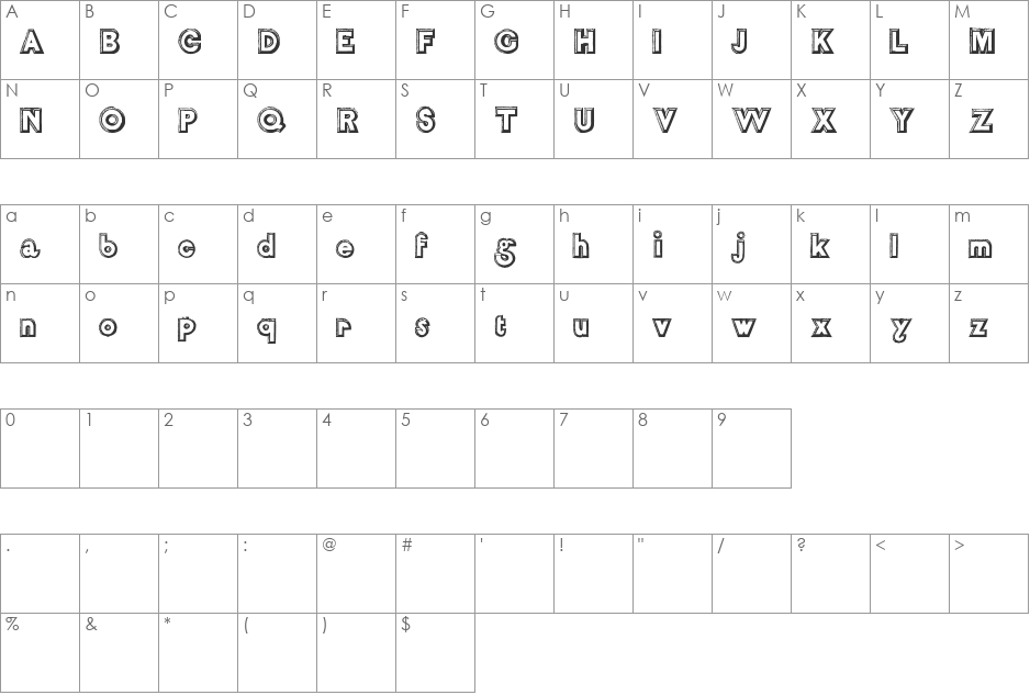 Salon de Coiffure font character map preview