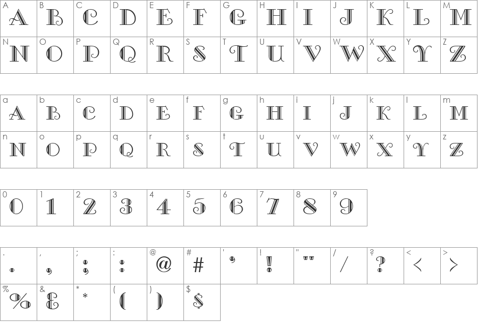 SaltbushExpert font character map preview