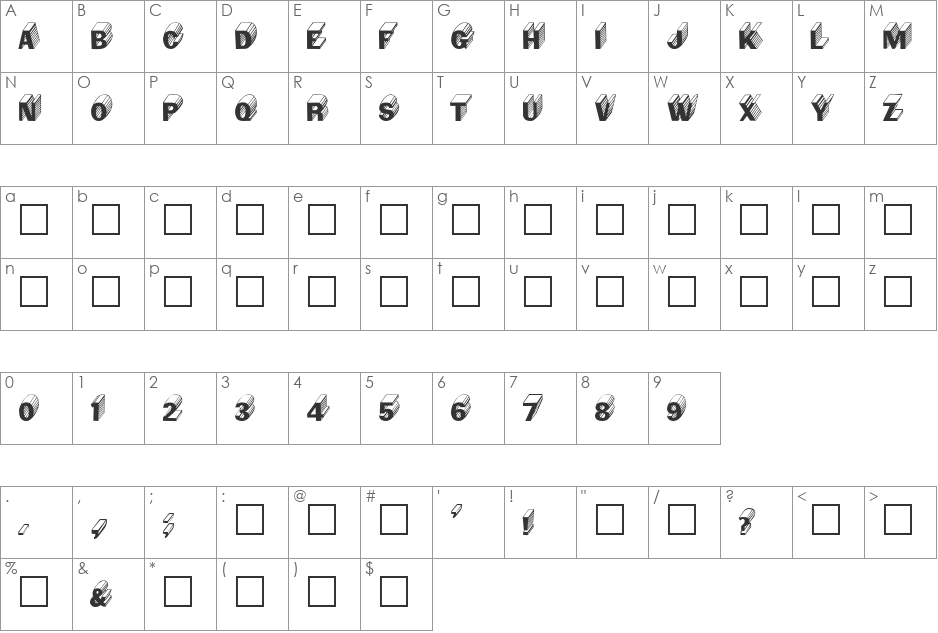 Salter font character map preview