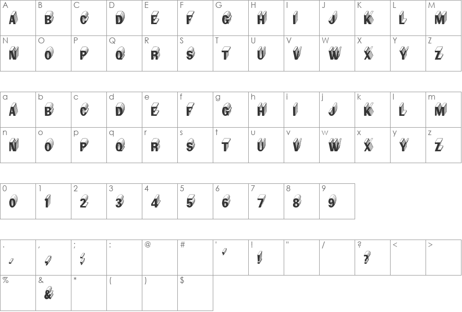 Salter Th font character map preview