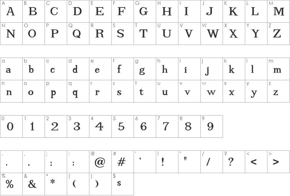 Adhesion font character map preview