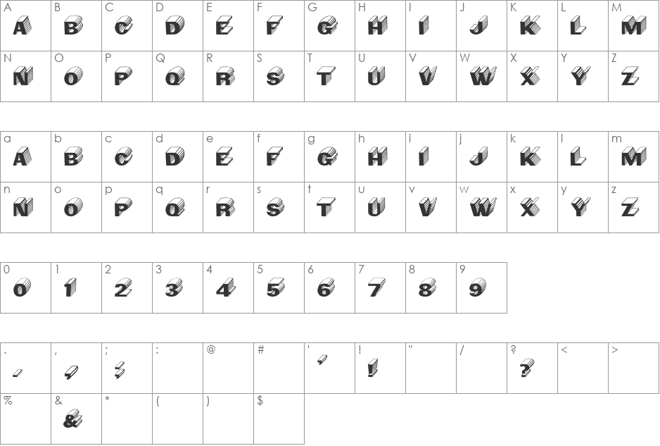 Salter Wd font character map preview