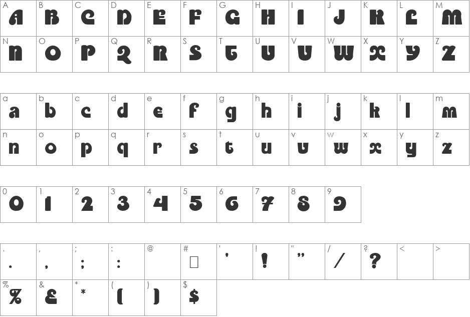 Saltire font character map preview