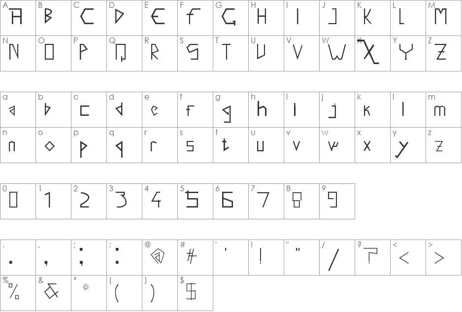 Salto font character map preview