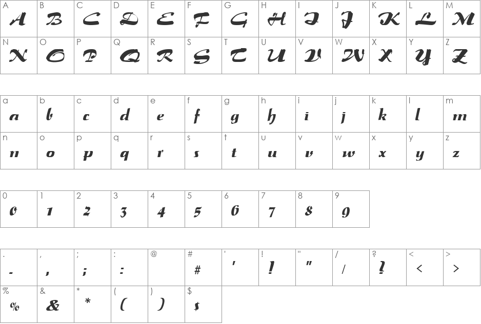 Salto font character map preview
