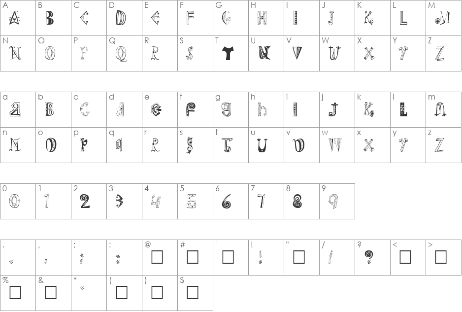 SaltoOne font character map preview