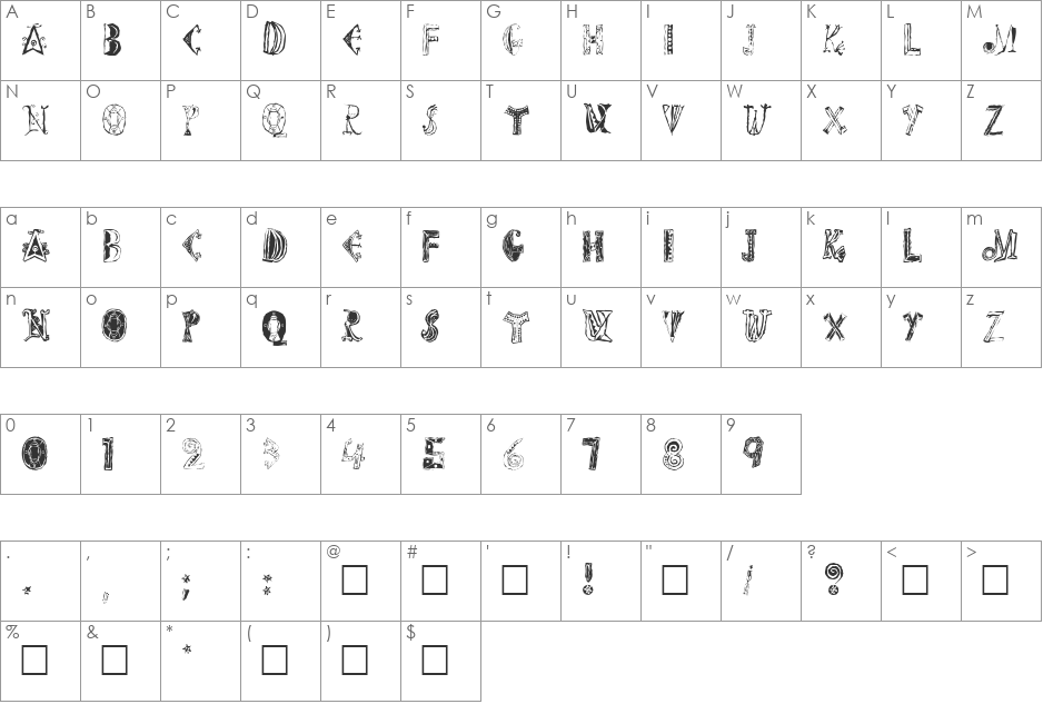 SaltoTwo font character map preview