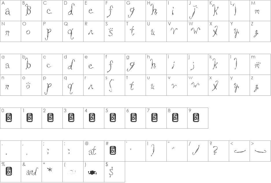 Saltwater font character map preview