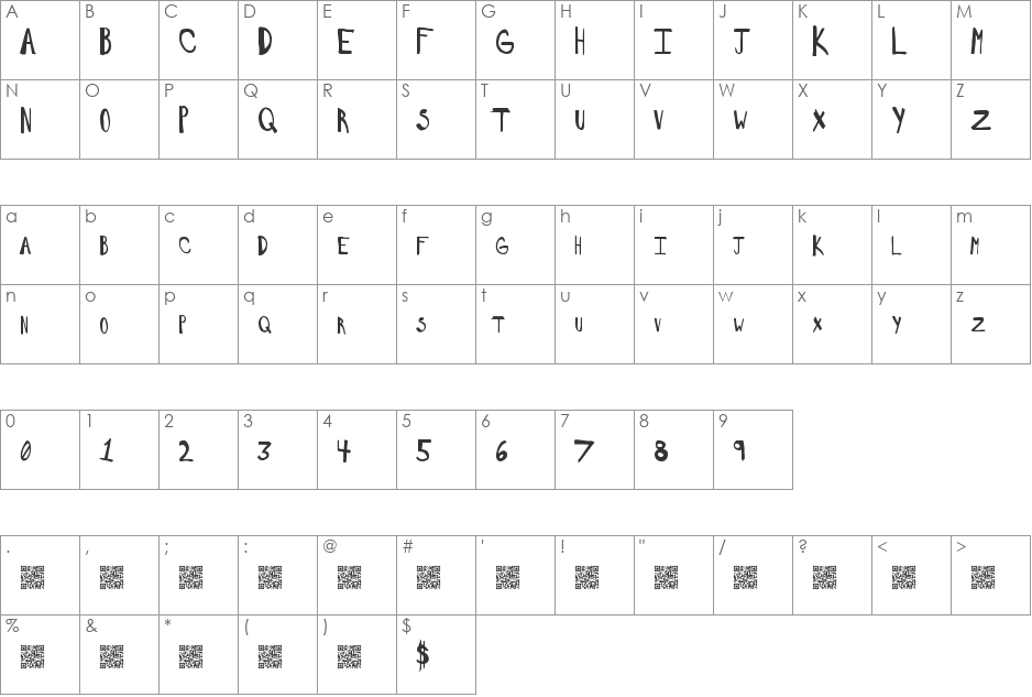 SaltyWould font character map preview