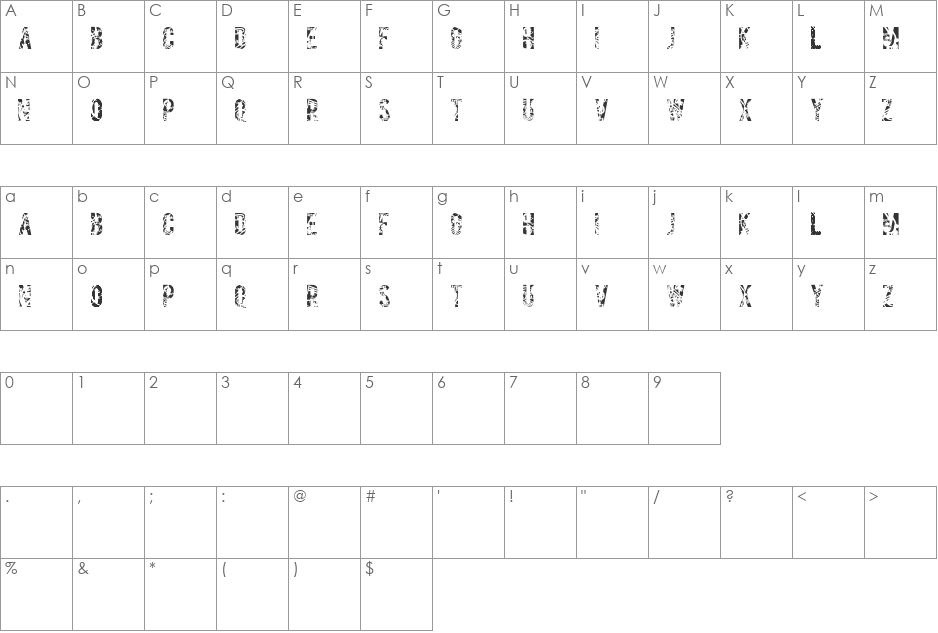 SALVAGE font character map preview